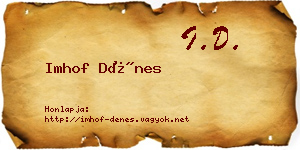 Imhof Dénes névjegykártya